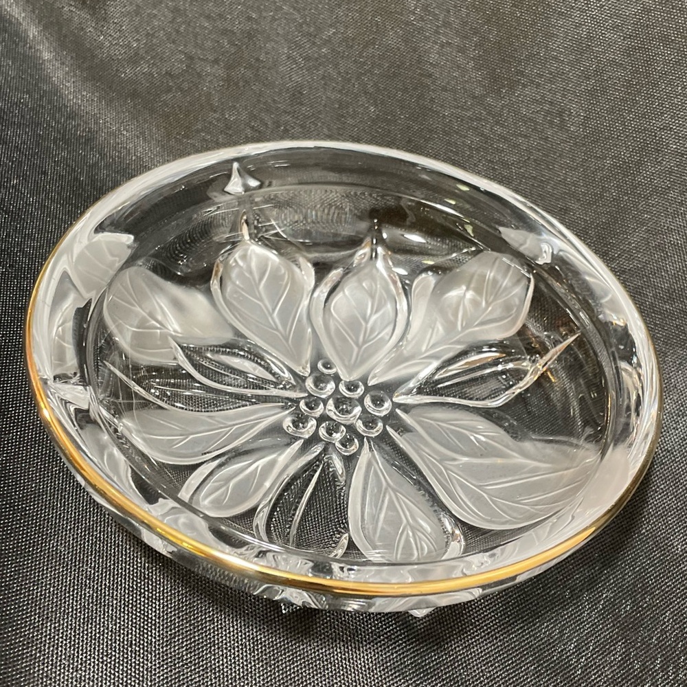 Vintage MIKASA Studio Nova Crystal Poinsettia 🌺 Gold Rim Plate Christmas